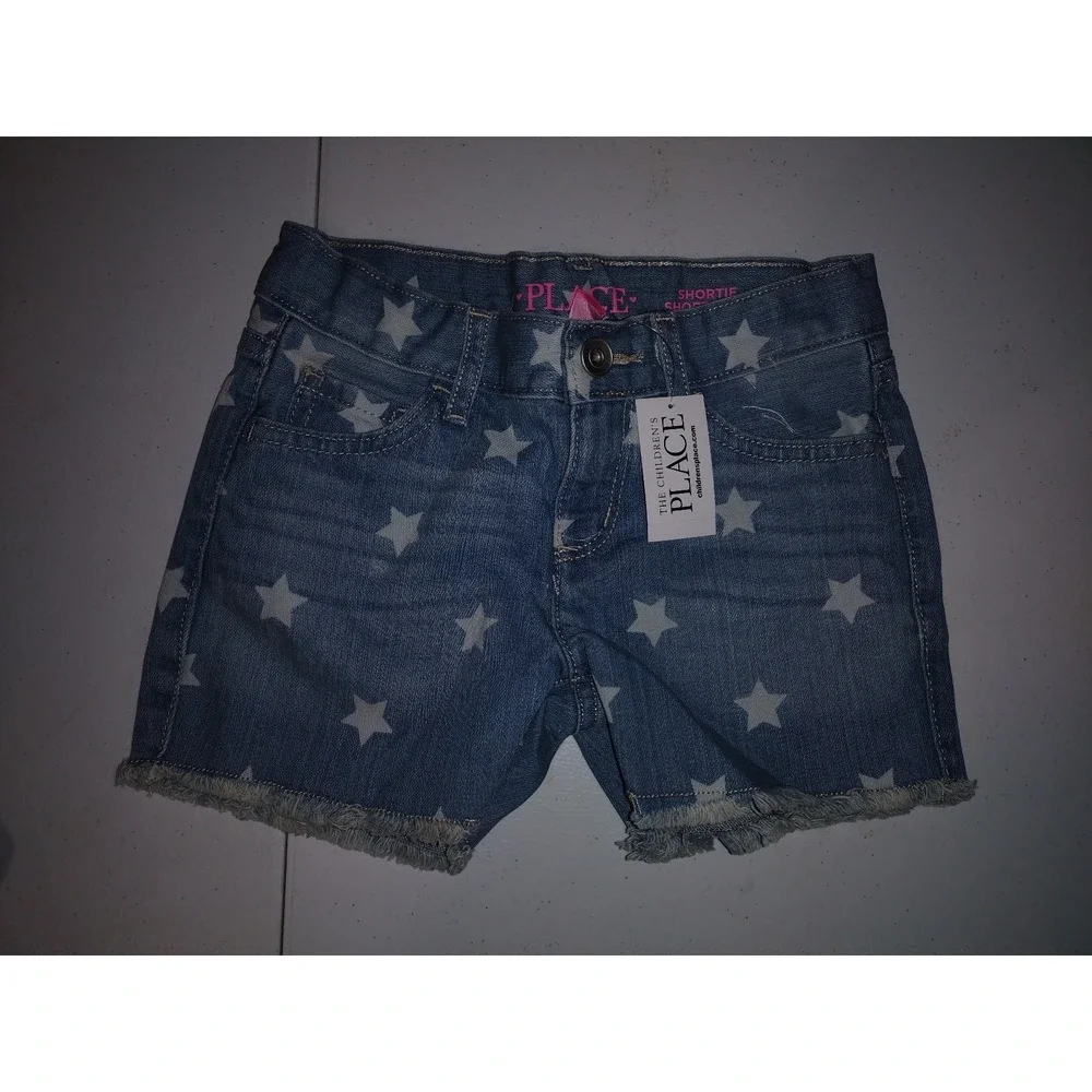 The Childrens Place Girls Shorts Bundle Size 4 Denim Star Tie Dye 2‎ Pack NEW
